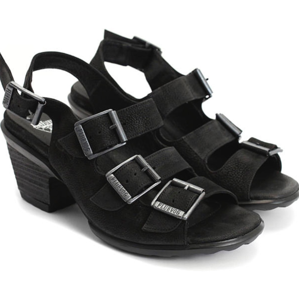 Fluevog Hopefuls Sunny black leather strappy sandals